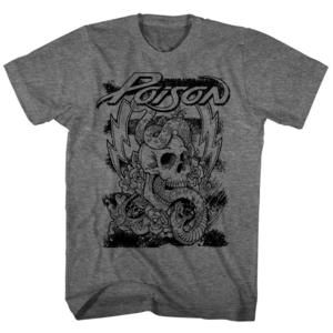 Poison Skull Snake Lightning Heather Adult T-Shirt